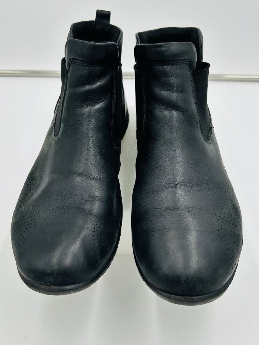 ECCO Babett Black Leather Ankle Boots Women Sz EUR 40 US 9-9.5 Stretch Flats